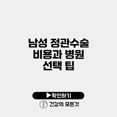 남성 정관수술 비용과 병원 선택 팁