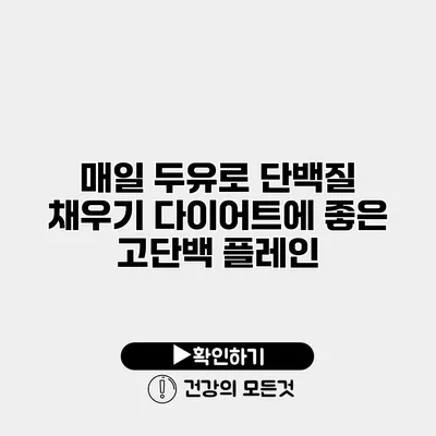 매일 두유로 단백질 채우기 다이어트에 좋은 고단백 플레인