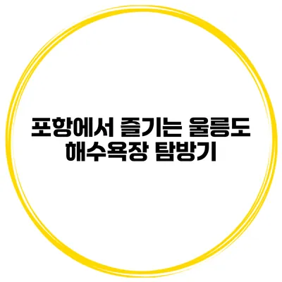 포항에서 즐기는 울릉도 해수욕장 탐방기