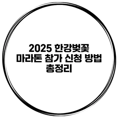 2025 한강벚꽃 마라톤 참가 신청 방법 총정리