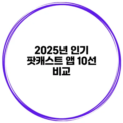 2025년 인기 팟캐스트 앱 10선 비교
