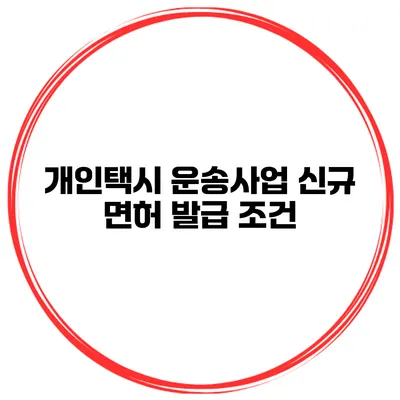 개인택시 운송사업 신규 면허 발급 조건