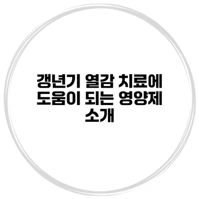 갱년기 열감 치료에 도움이 되는 영양제 소개