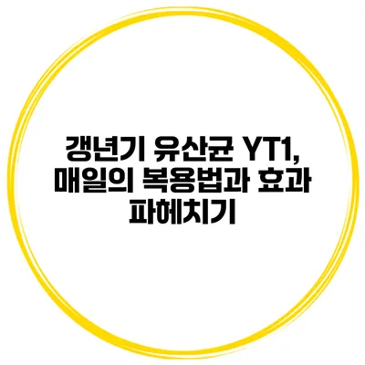 갱년기 유산균 YT1, 매일의 복용법과 효과 파헤치기