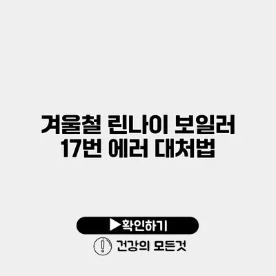 겨울철 린나이 보일러 17번 에러 대처법