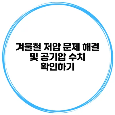 겨울철 저압 문제 해결 및 공기압 수치 확인하기