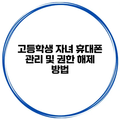 고등학생 자녀 휴대폰 관리 및 권한 해제 방법