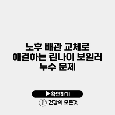 노후 배관 교체로 해결하는 린나이 보일러 누수 문제