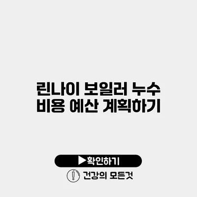 린나이 보일러 누수 비용 예산 계획하기