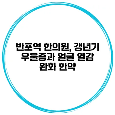 반포역 한의원, 갱년기 우울증과 얼굴 열감 완화 한약