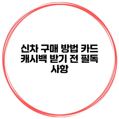 신차 구매 방법 카드 캐시백 받기 전 필독 사항