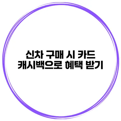 신차 구매 시 카드 캐시백으로 혜택 받기