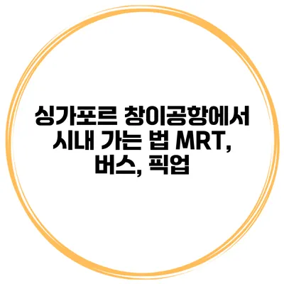 싱가포르 창이공항에서 시내 가는 법 MRT, 버스, 픽업