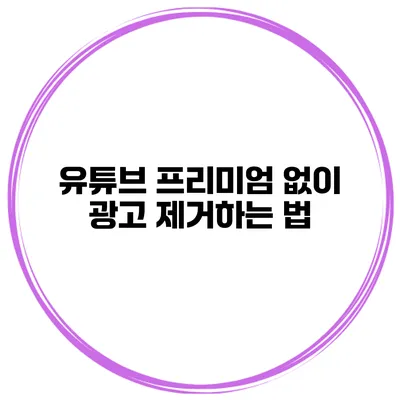 유튜브 프리미엄 없이 광고 제거하는 법