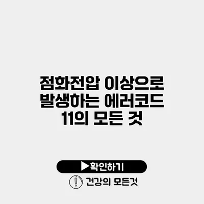 점화전압 이상으로 발생하는 에러코드 11의 모든 것