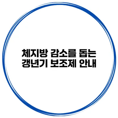 체지방 감소를 돕는 갱년기 보조제 안내